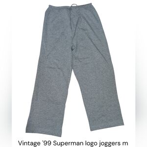 Vtg '99 Superman logo Joggers M Grey Cotton